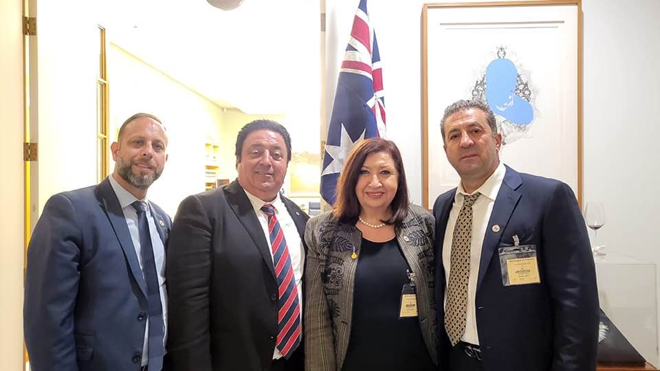 Lebanese community leaders including John Chedid, Joe Younan, Anne Farah, and Joseph Mekary at the Maronite Forum in Parliament House, Canberra.